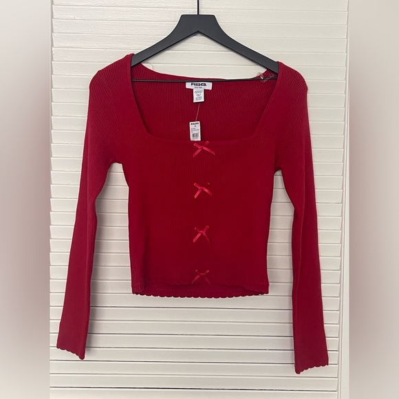 RSQ Long Sleeve Red Top w/ bow detail. NWT - Picture 7 of 7